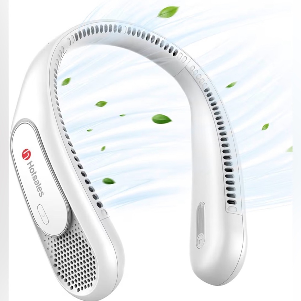White Wearable Neck Fan - Hands-Free Cooling